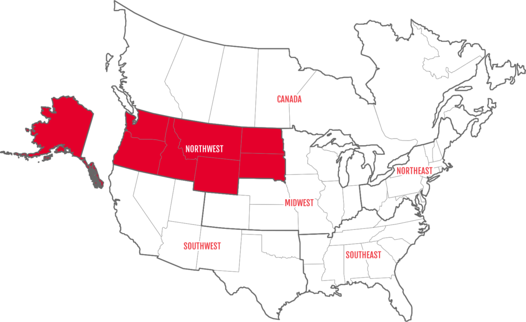 KOA Northwest regions map